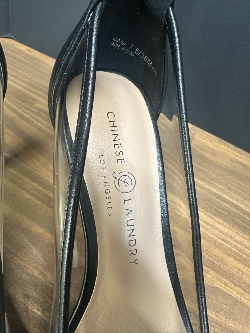 Chinese Laundry Black Pointed-Toe Clear Panel Ankle-Strap Heels - Picture 6 of 7